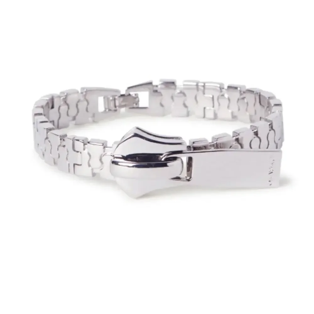 OFF-WHITE Silver Zipper Logo Engraved Curb Link Bracelet*NEW*Dustbag*BOX*8 1/2" - Picture 2 of 6